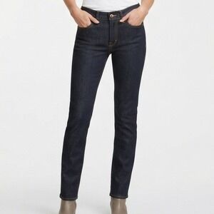 Loomstate Straight Leg Jeans Womens Size 25 Blue Raw Dark Wash Rigid Denim NWT